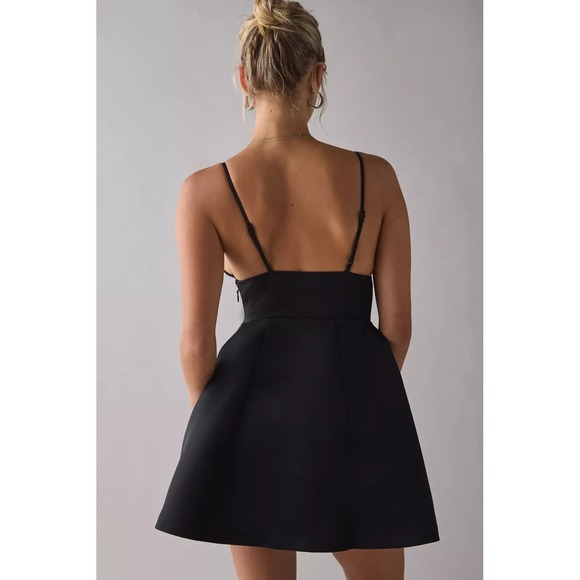 Kimchi Blue Women's Medium Black Fit & Flare Satin Mini Dress NWT UO - Picture 5 of 9